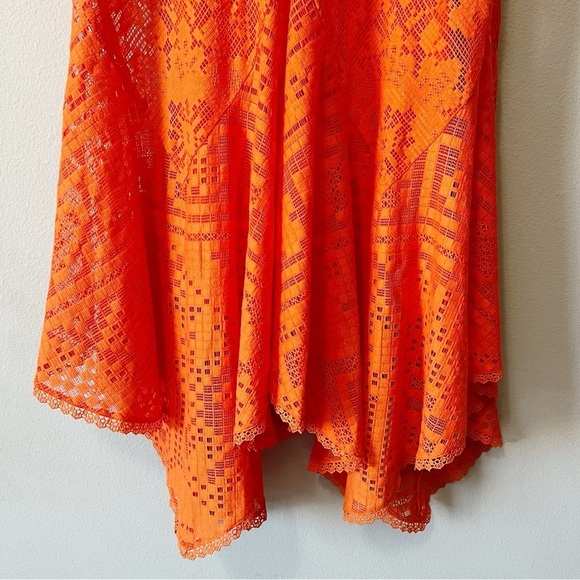 By Anthropologie Naranja Bright Orange Lace Maxi Dress Slip Small Beach Vacation - Picture 7 of 13